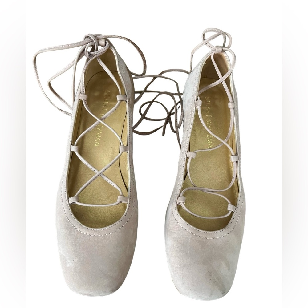 Stuart Weitzman Cordon Lace Up Suede Pumps - Picture 4 of 11